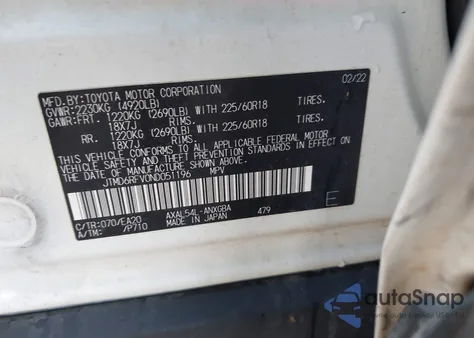 2022 Toyota Rav4 Hybrid Limited z USA, uszkodzony, nr VIN JTMD6RFV0ND051196